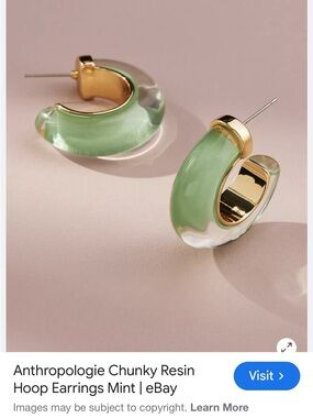 Anthropologie mint green chunky resin hoops